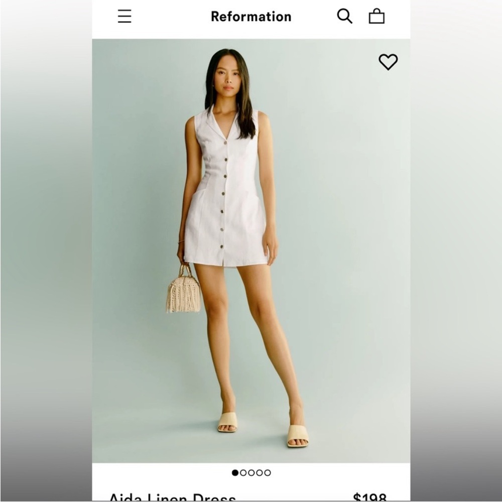 Reformation Aida Linen White Button-Down Mini Dress - Picture 3 of 9